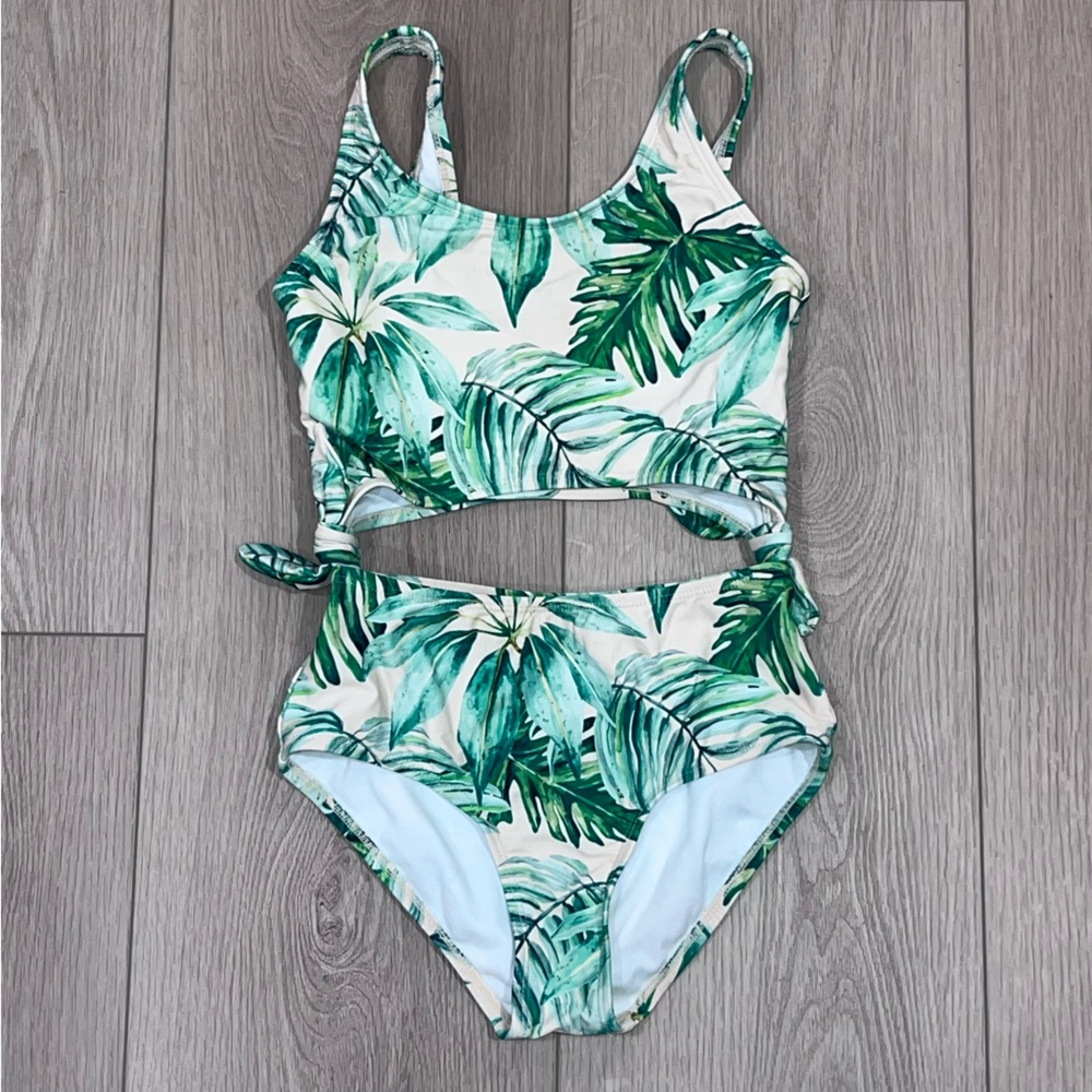 Tropical Leaf Print Swimsuit Monokini